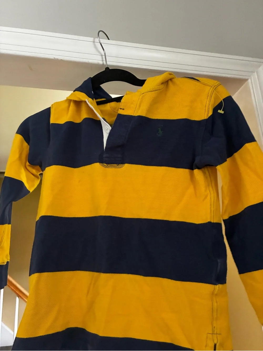 Ralph Lauren Kids Yellow & Navy Striped Rugby Hoodie